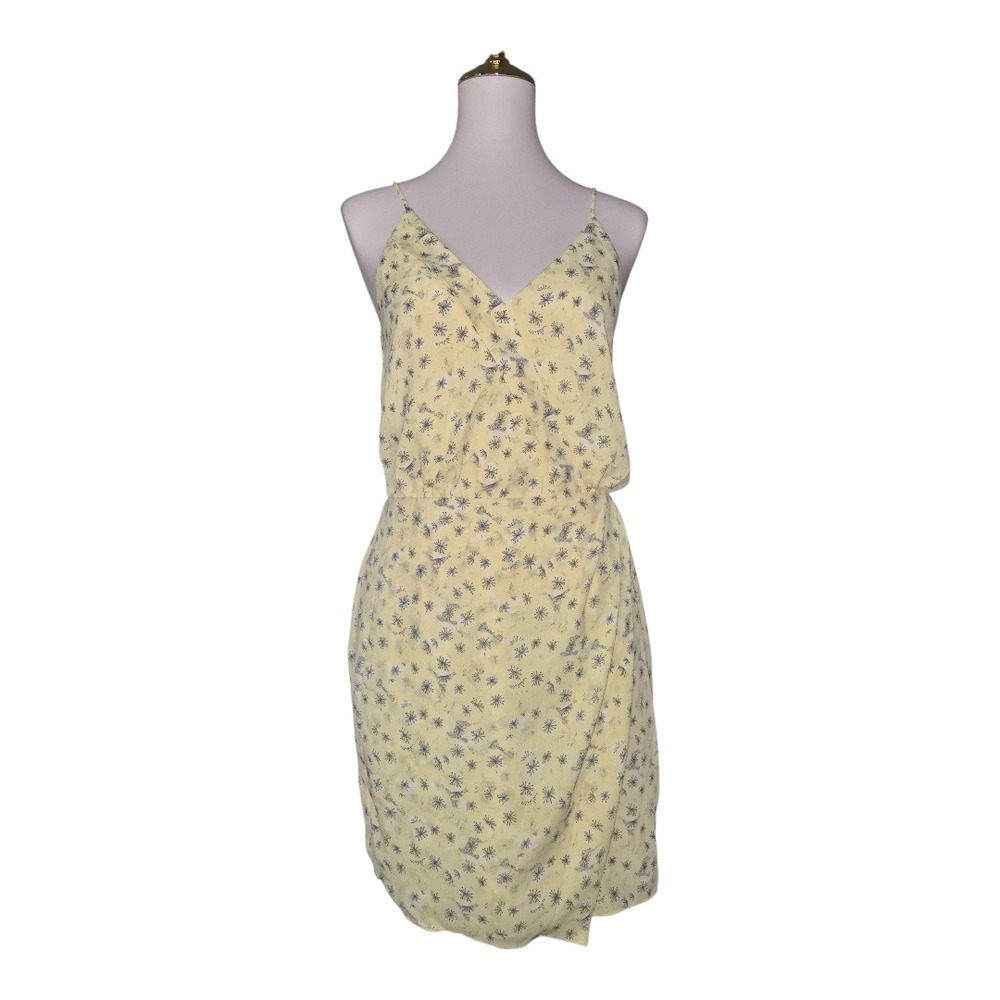Chelsea28 Yellow Floral Print Wrap Front‎ Sleeveless Dress Size Small